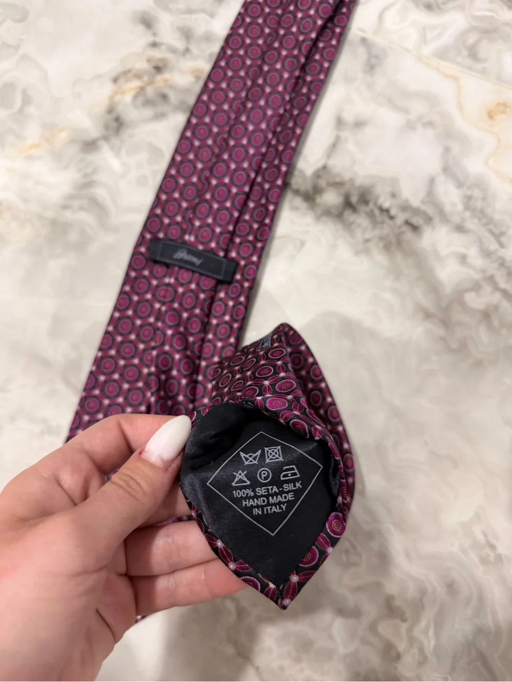 BRIONI Red and Black Color Tie. 100% silk